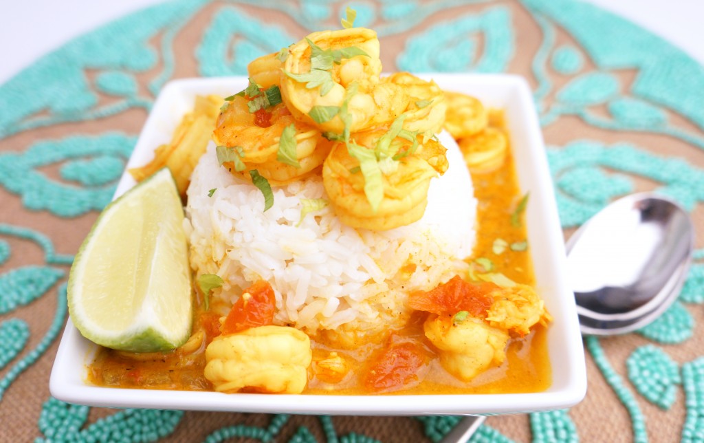 Red Coconut Curry with Shrimp and Rice