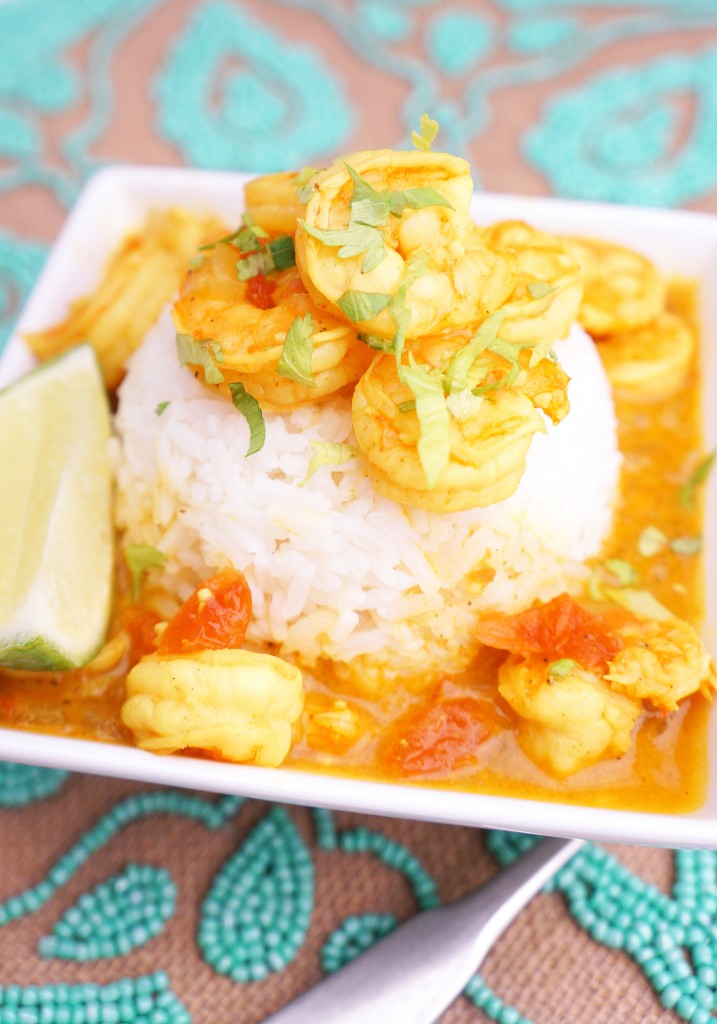 Red Coconut Curry with Shrimp and Rice