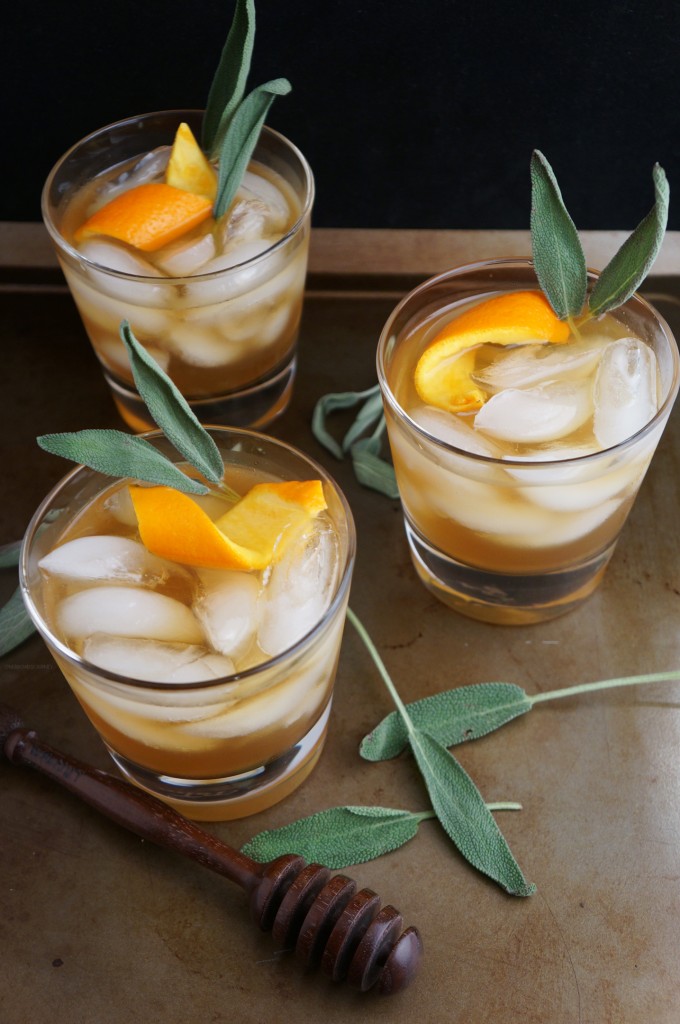 Winter Bourbon Cocktail Honey Sage