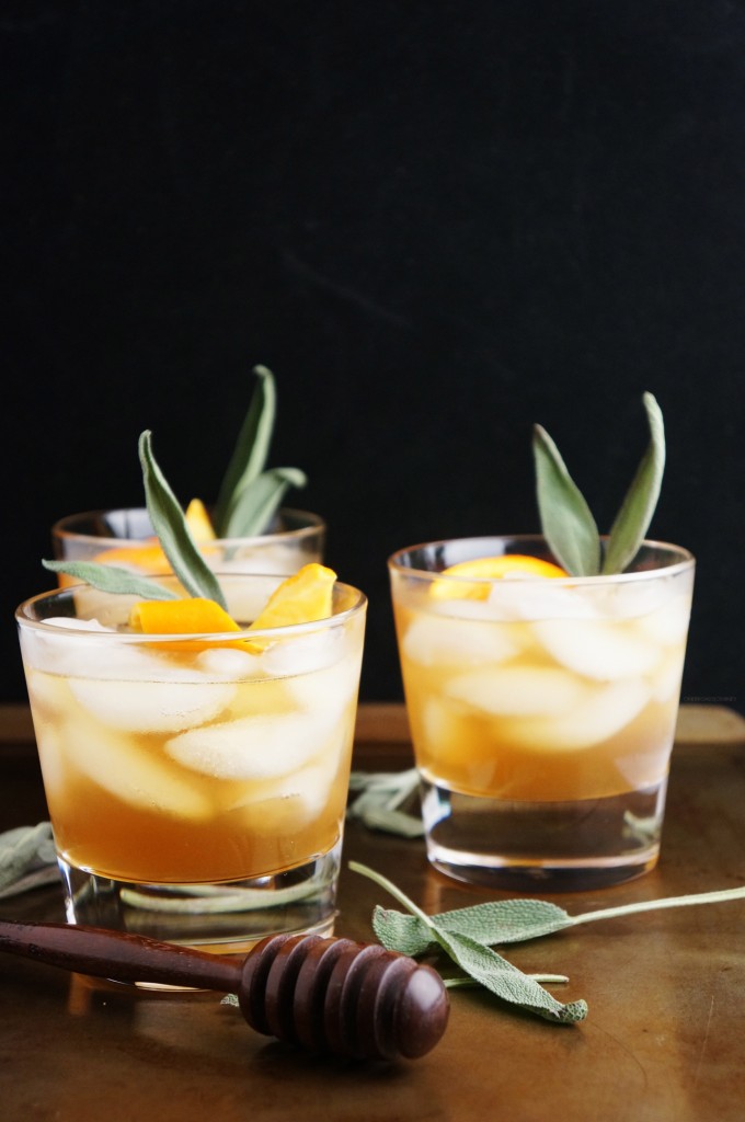 Winter Bourbon Cocktail Honey Sage