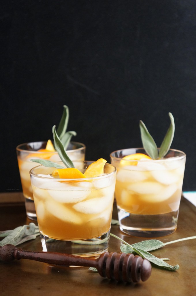 Winter Bourbon Cocktail Honey Sage