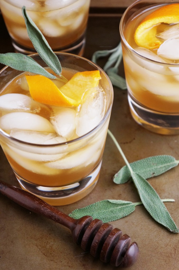 Winter Bourbon Cocktail Honey Sage