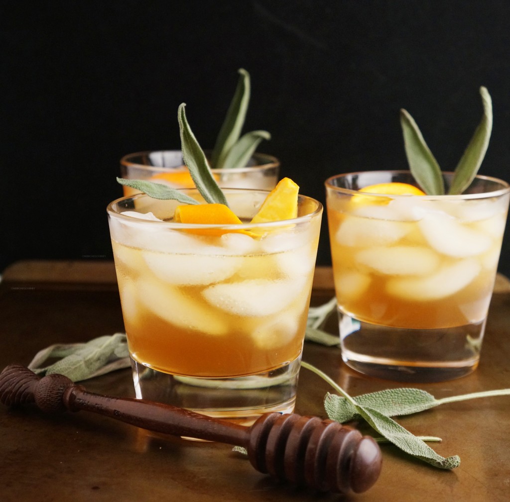 Winter Bourbon Cocktail Honey Sage