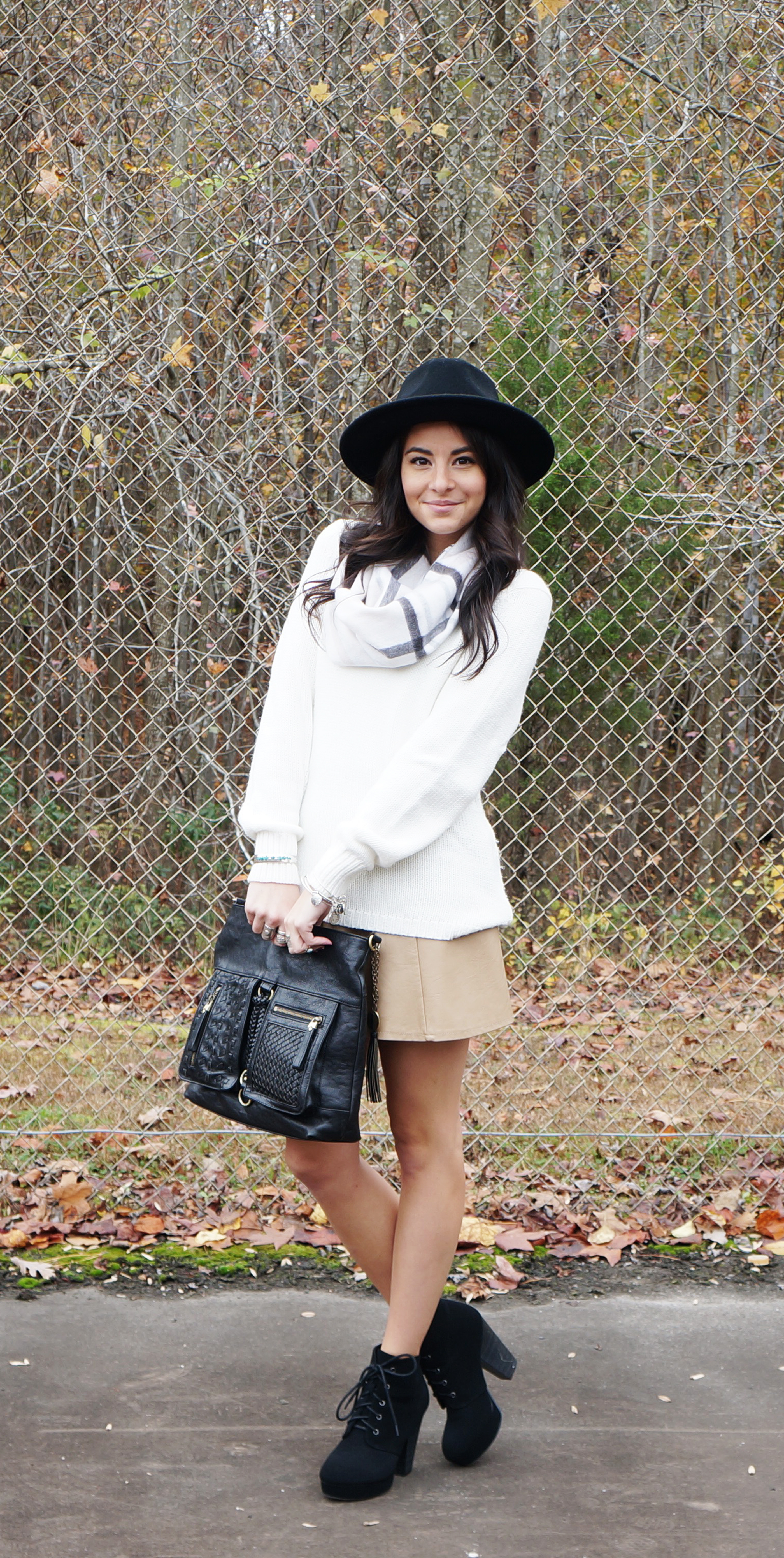 Fall Miniskirt Outfit Hat