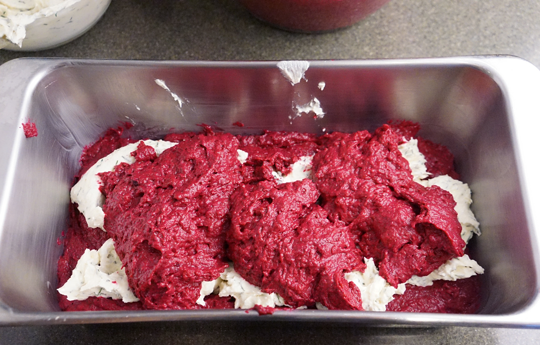 Beet Bread with Dill Cream Cheese Swirl