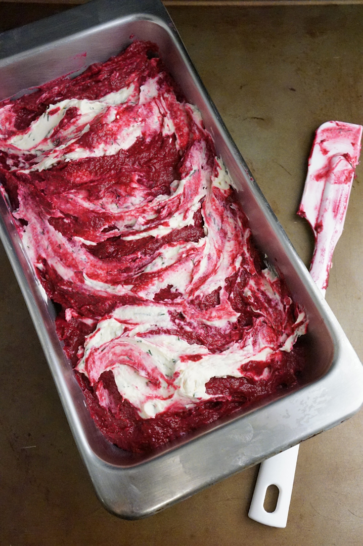 Beet Bread with Dill Cream Cheese Swirl