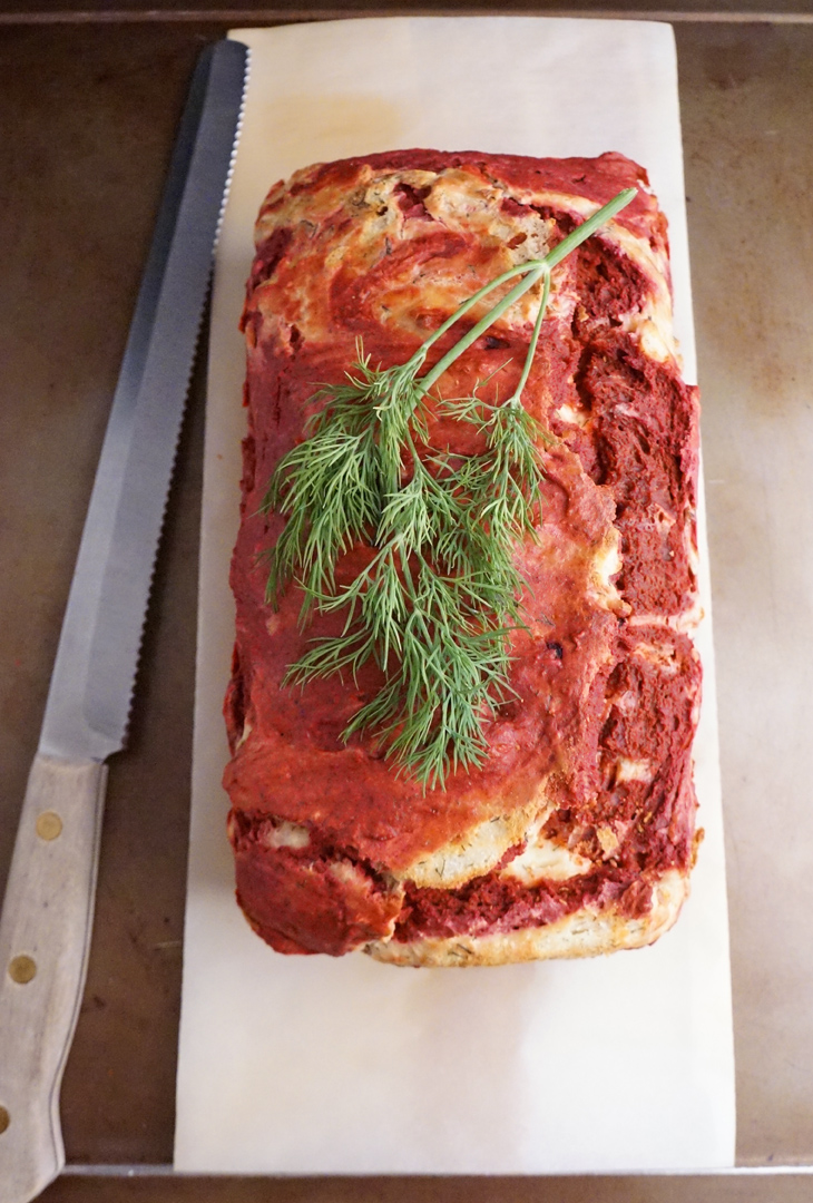 Beet Bread with Dill Cream Cheese Swirl