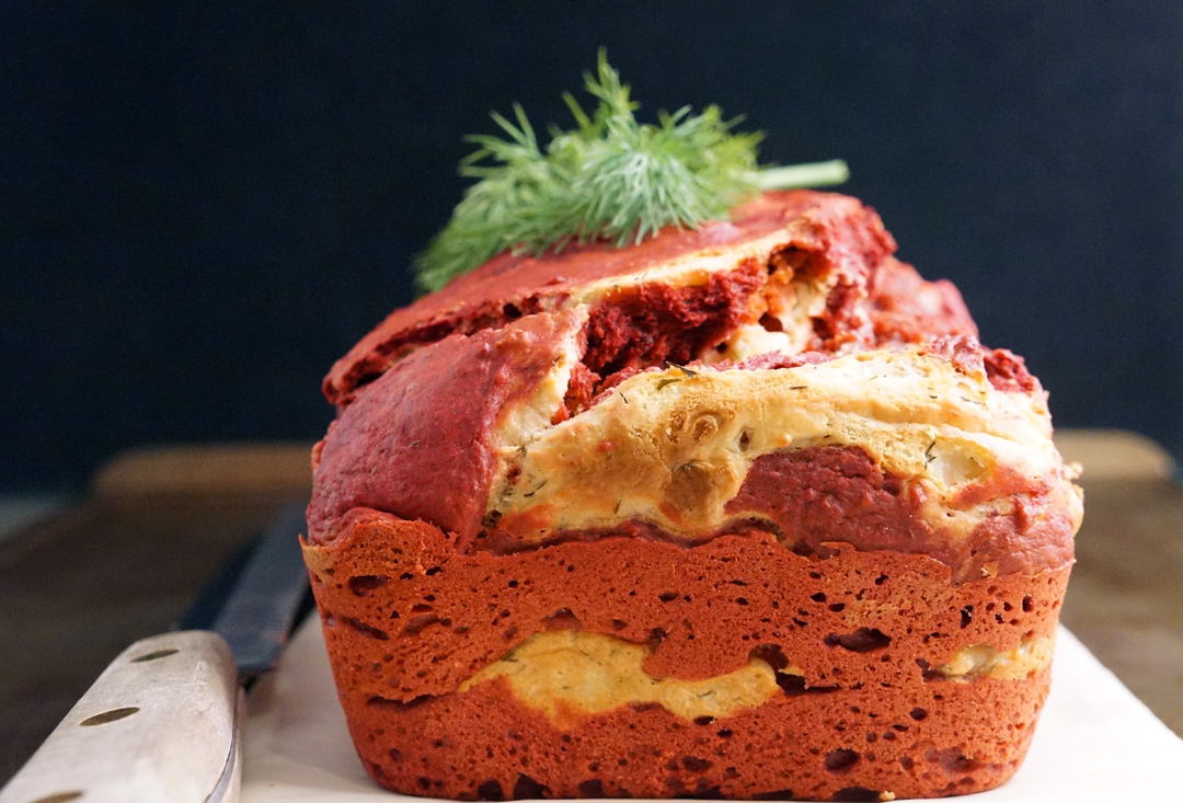 Beet Bread with Dill Cream Cheese Swirl