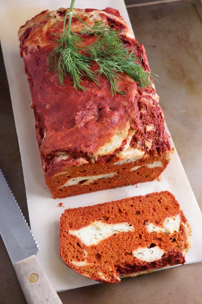 Beet Bread with Dill Cream Cheese Swirl