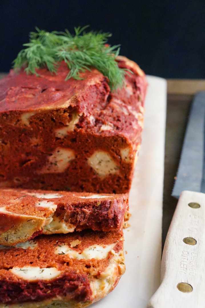 Beet Bread with Dill Cream Cheese Swirl