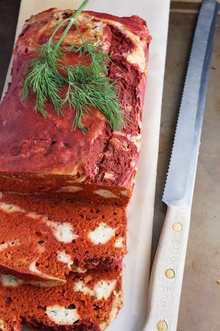 Beet Bread with Dill Cream Cheese Swirl