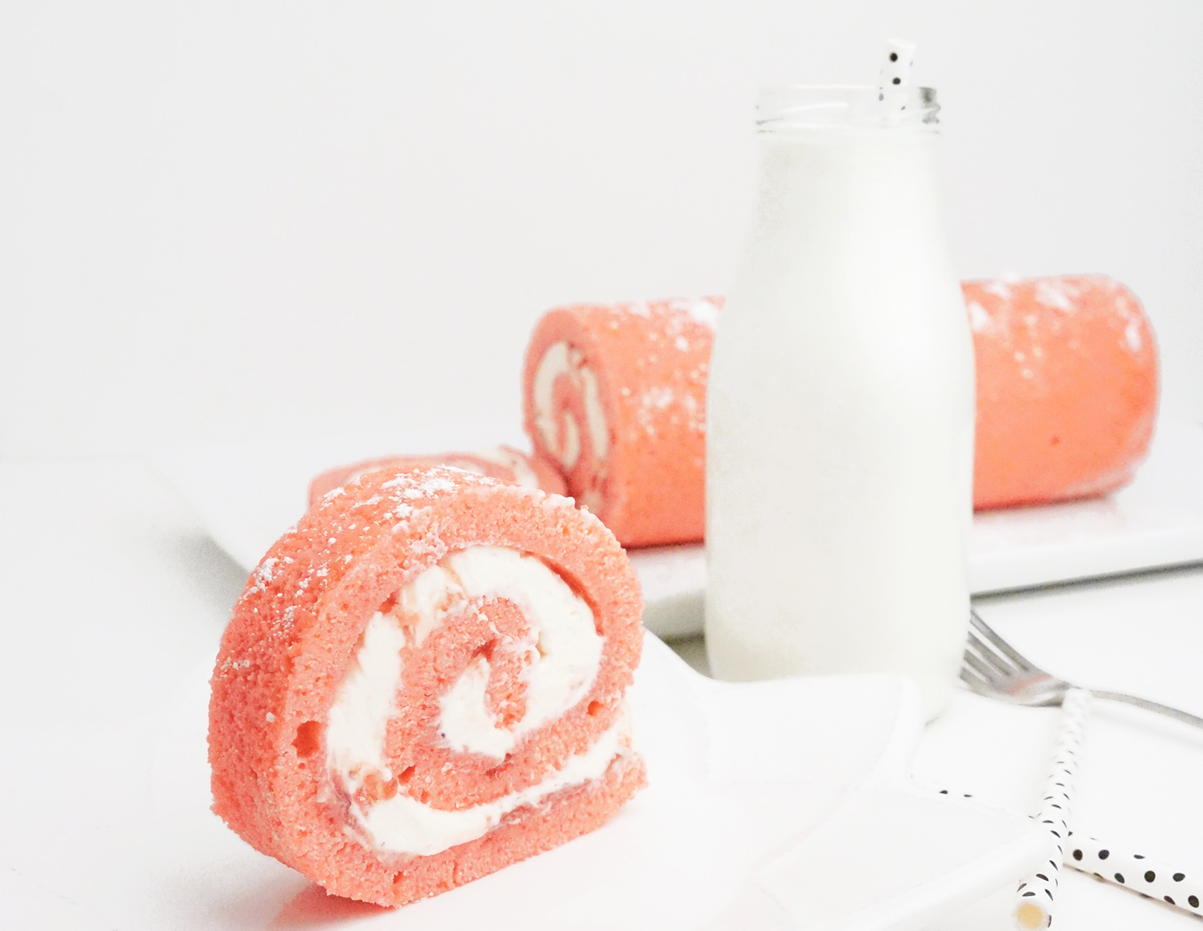 Pink Strawberry Swiss Roll