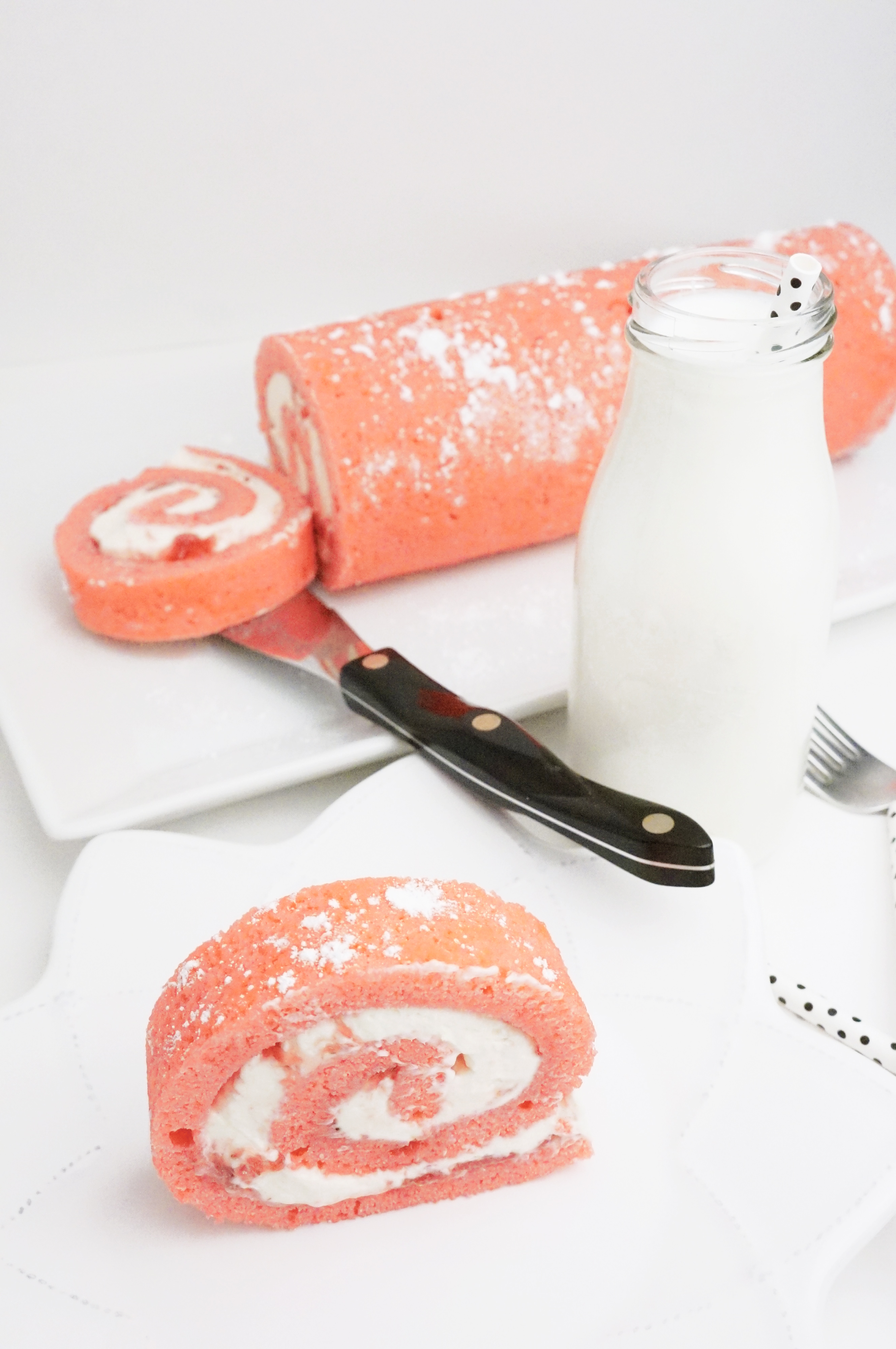 Pink Strawberry Swiss Roll