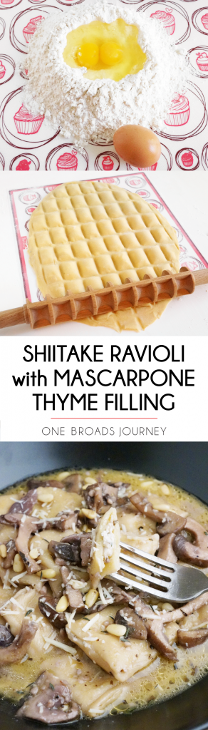 handmade shiitake ravioli with mascarpone thyme filling