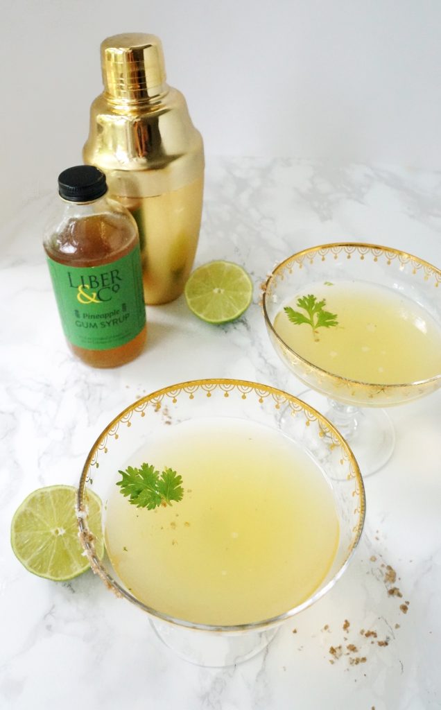 Cilantro lime Pineapple Gum Syrup Vodka Cocktail