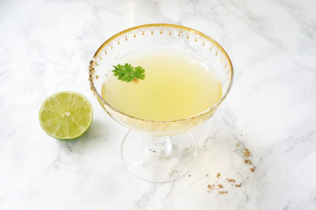 Cilantro lime Pineapple Gum Syrup Vodka Cocktail