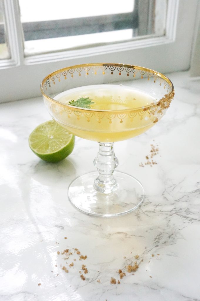 Cilantro lime Pineapple Gum Syrup Vodka Cocktail