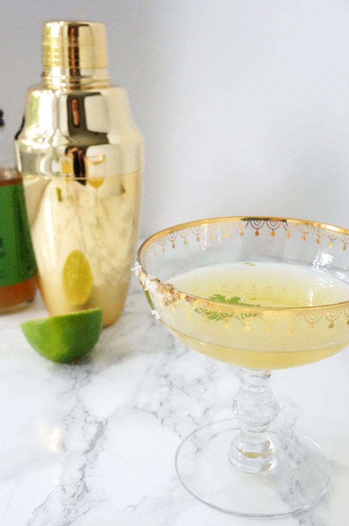 Cilantro lime Pineapple Gum Syrup Vodka Cocktail