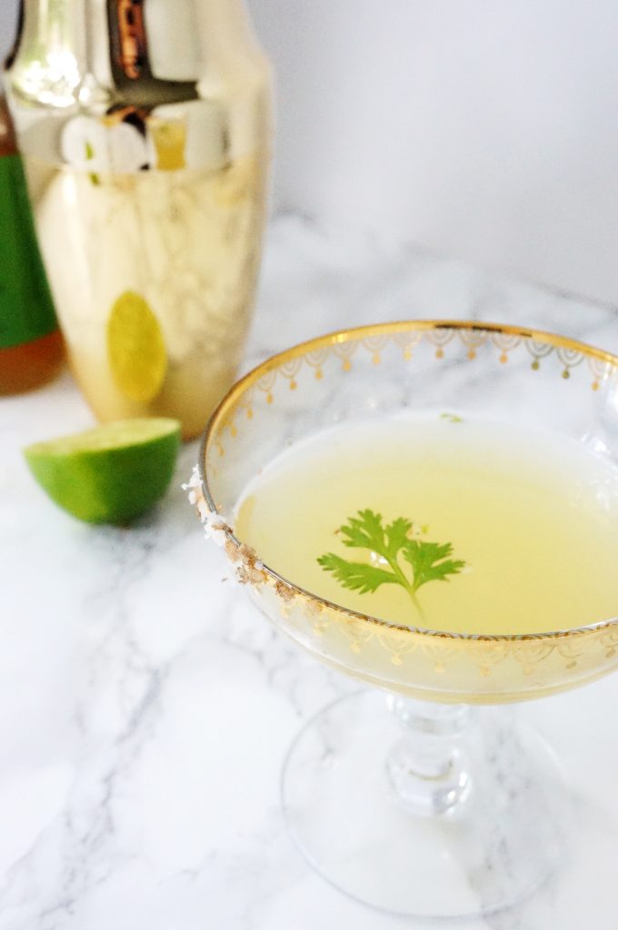 Cilantro lime Pineapple Gum Syrup Vodka Cocktail