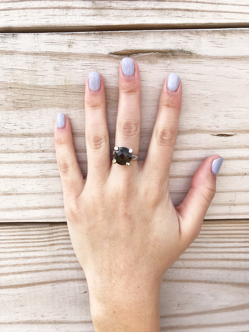 Black Crocodile Embossed Faux Leather Handbag and Bali Legacy Collection Brazilian Smoky Quartz Sterling Silver Ring