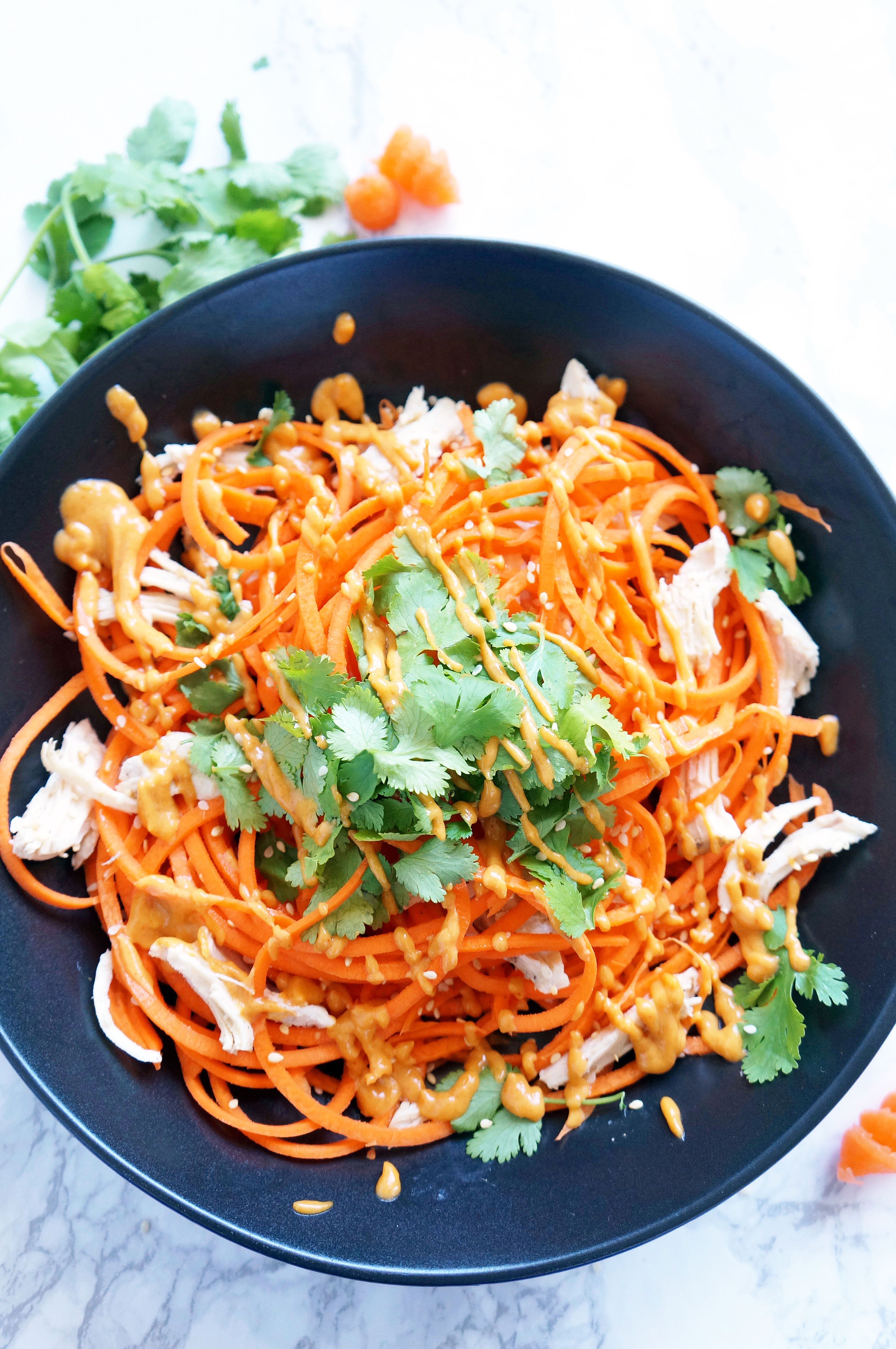 Carrot noodles with ginger curry sauce