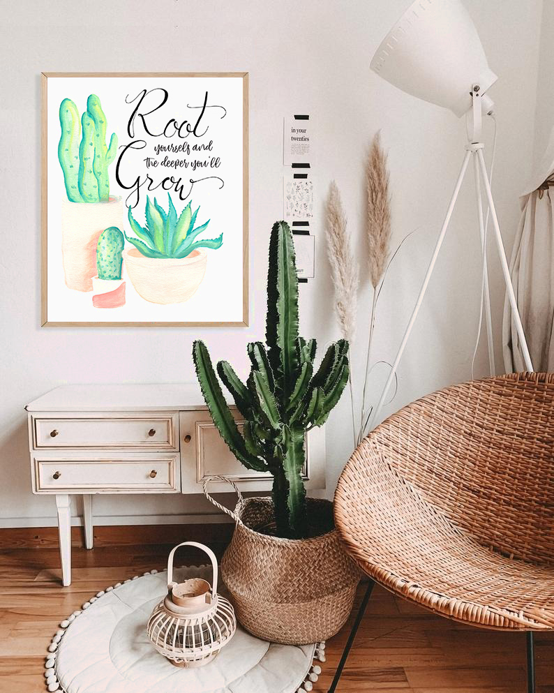 Root and Grow Deeper Urban Jungalow Plant Art Home Decor