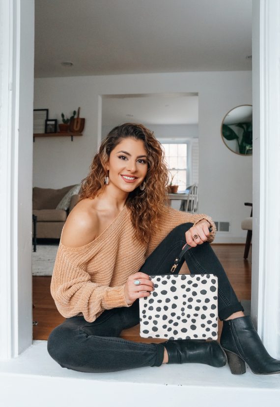 Chenille Dolman Sweater plus Teluna Cheetah Clutch