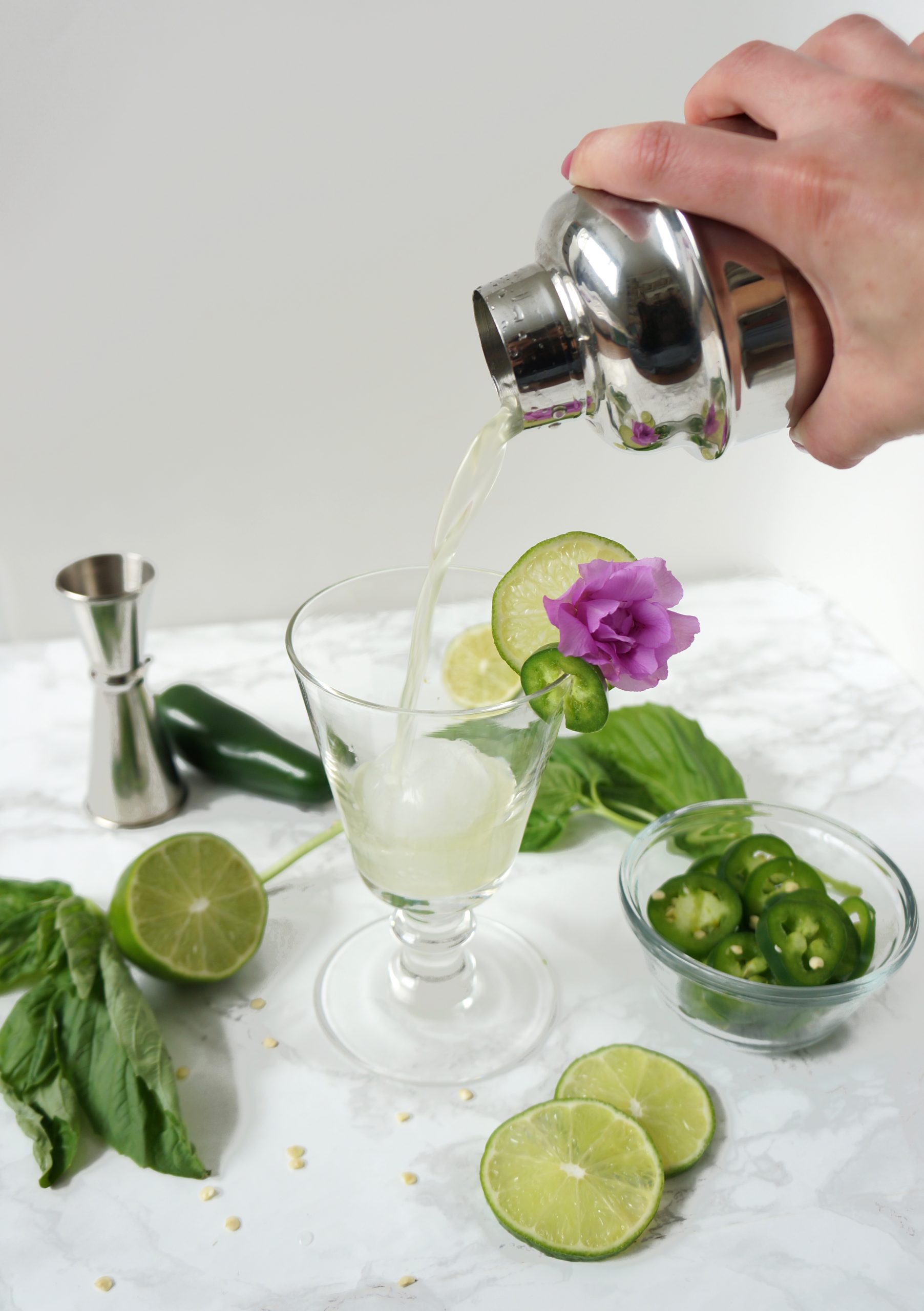 Spicy Thai Basil Cucumber Cocktail