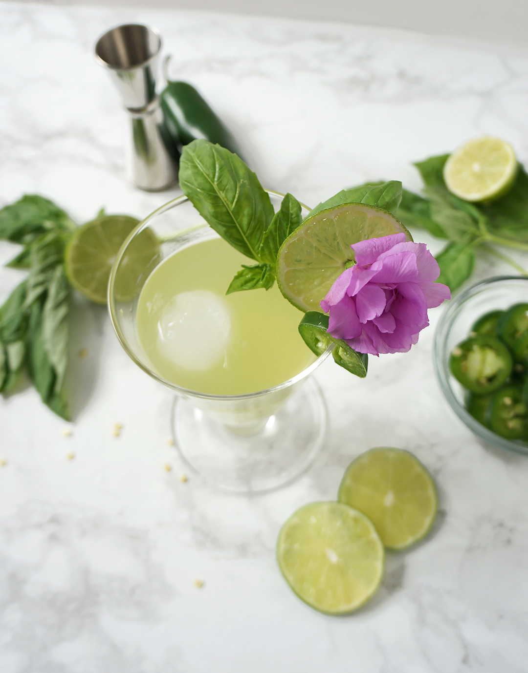 Spicy Thai Basil Cucumber Cocktail