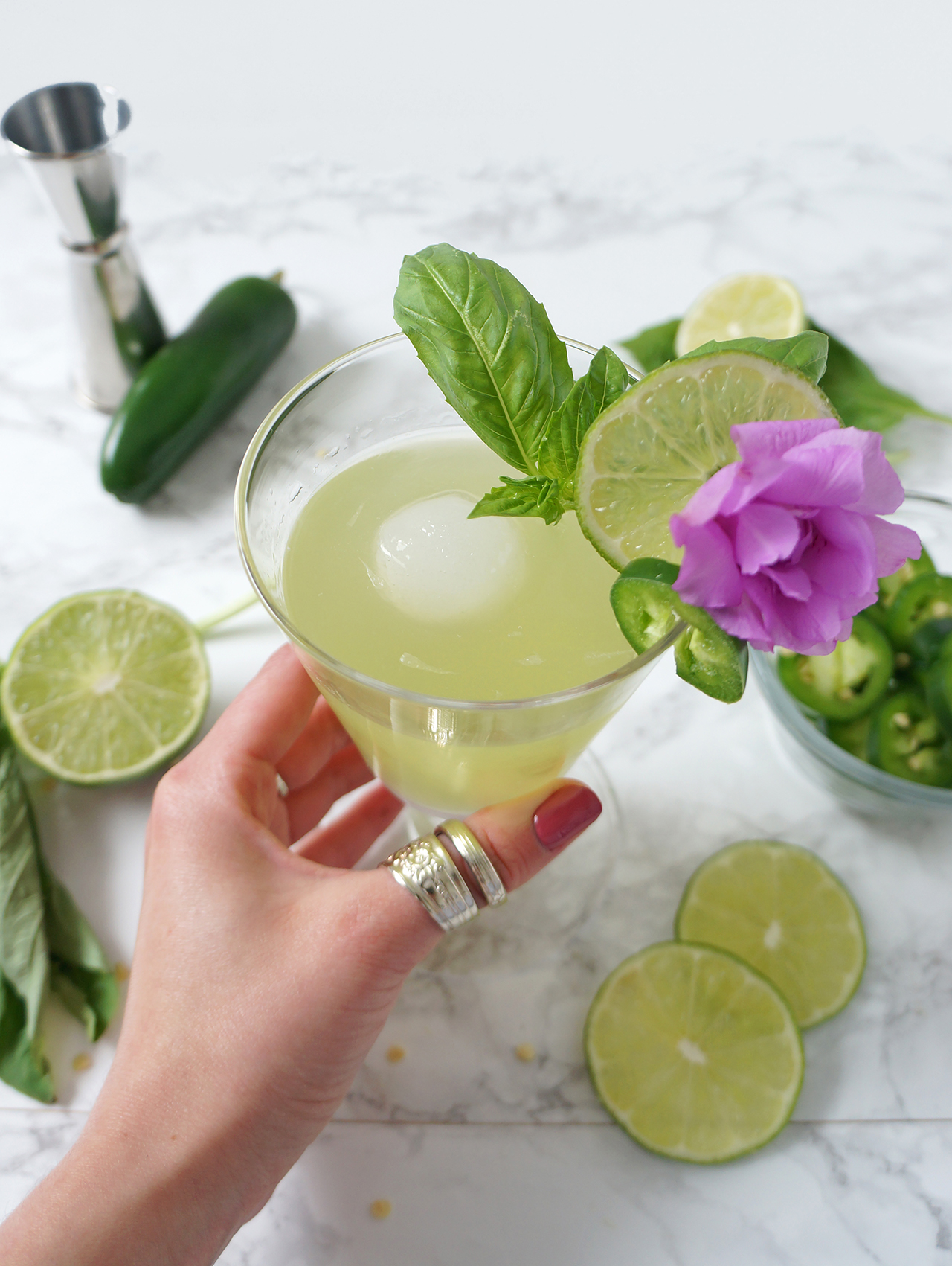 Spicy Thai Basil Cucumber Cocktail