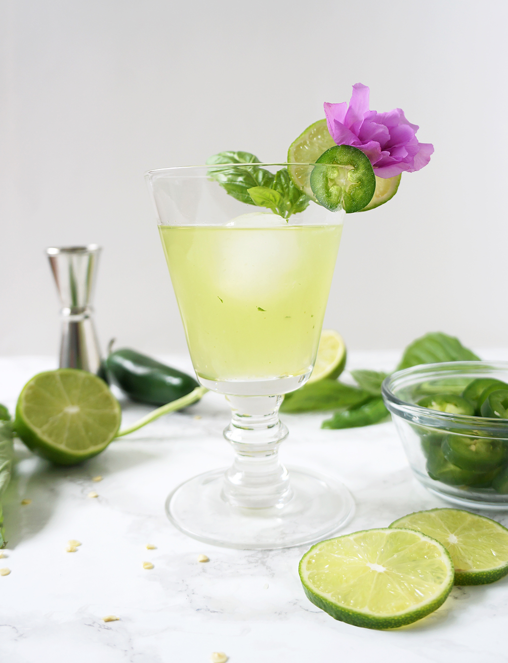 Spicy Thai Basil Cucumber Cocktail