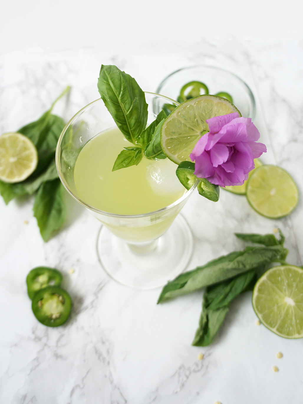 Spicy Thai Basil Cucumber Cocktail