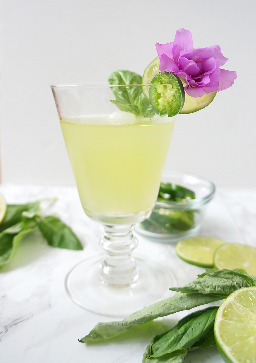 Spicy Thai Basil Cucumber Cocktail