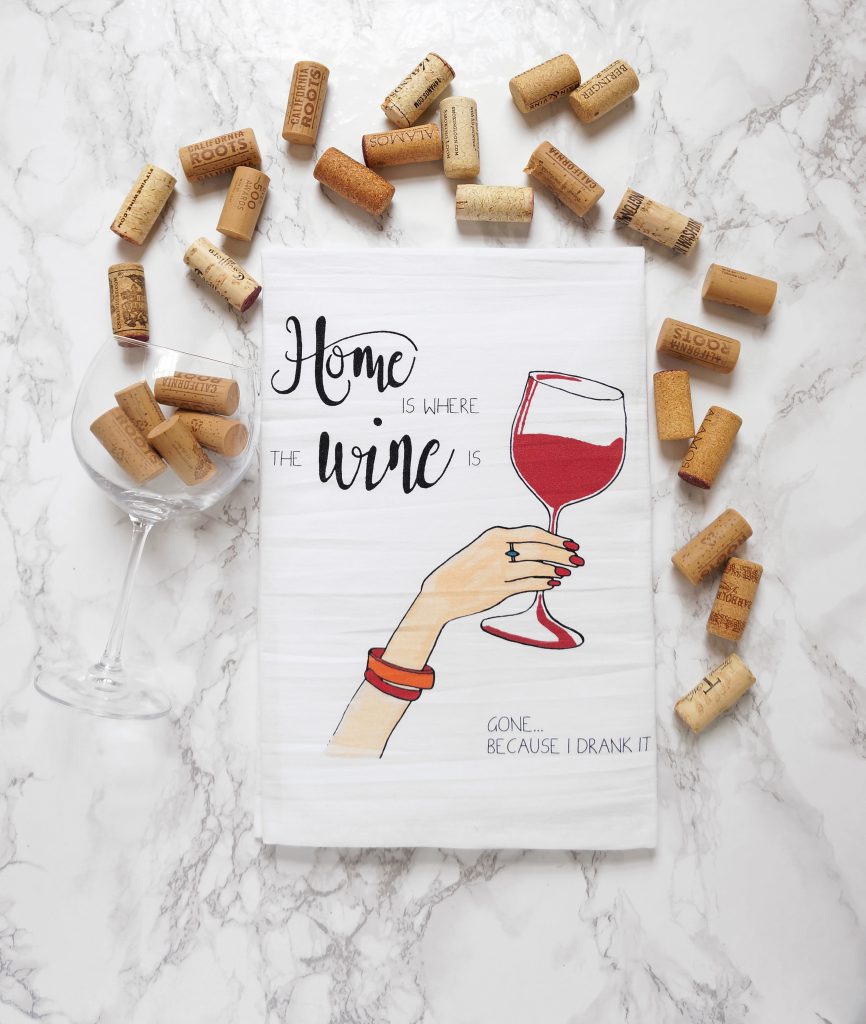 Funny Kitchen Towels, Fun Dish Towels with Wine Alcohol Drink