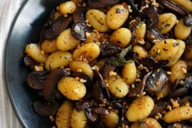 Browned Butter Gnocchi with Herby Mushrooms + Fried Sage + Panko Crumbs