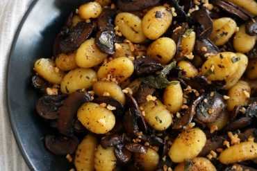 Browned Butter Gnocchi with Herby Mushrooms + Fried Sage + Panko Crumbs