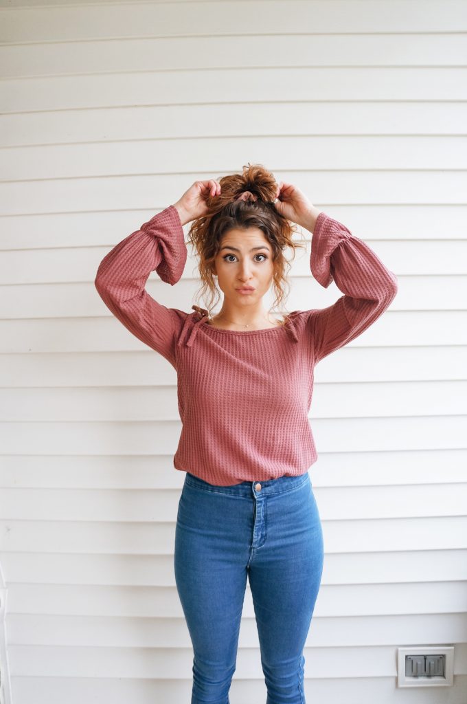 Waffle Knit Top + Scrunchie