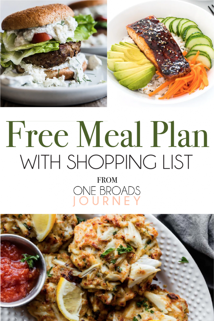 Free Weekly Meal Plan from One Broads Journey