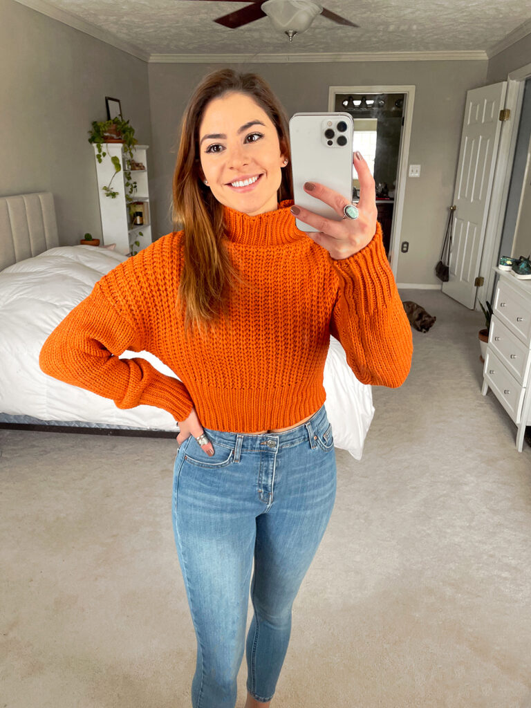orange sweater for fall