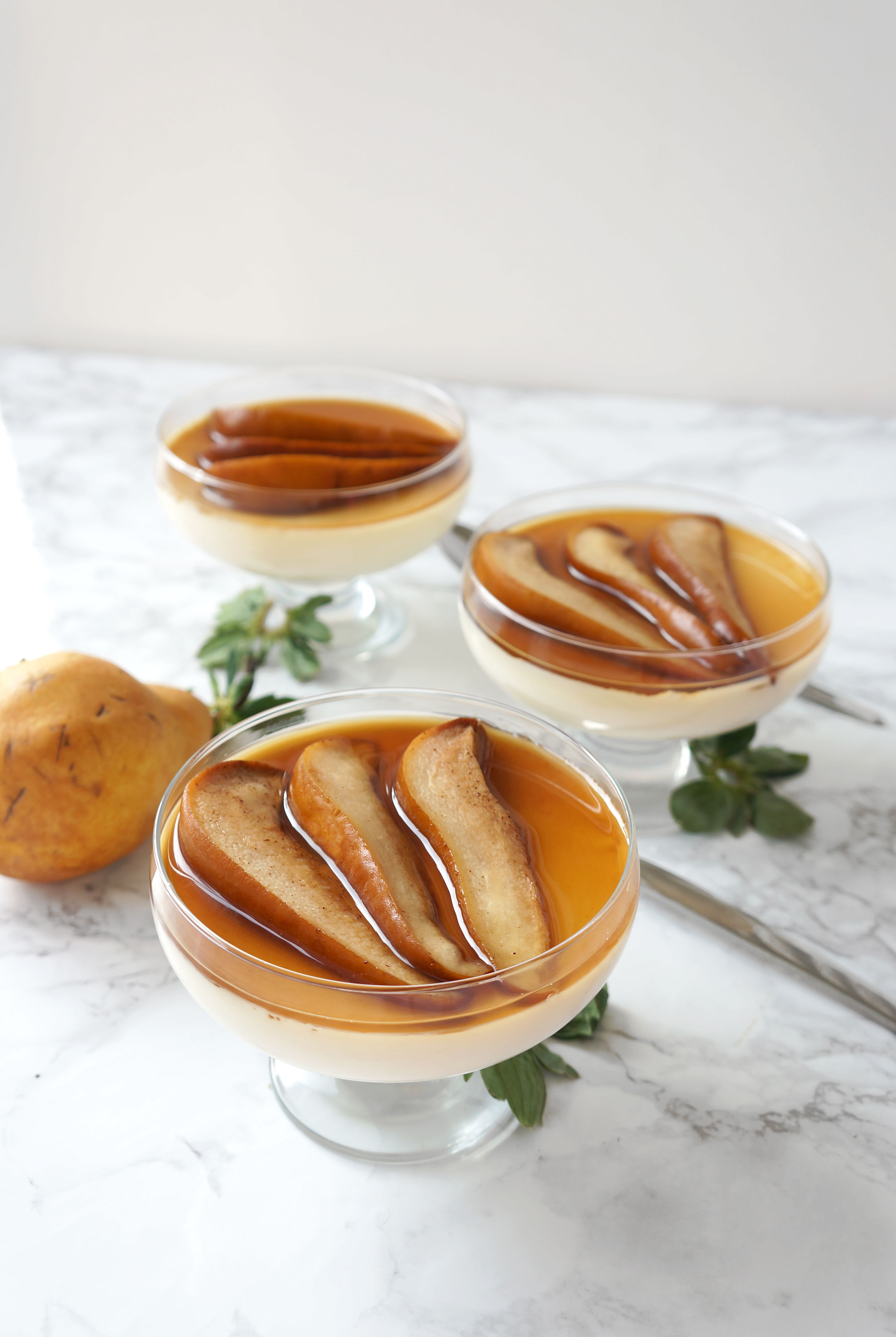 Bourbon Poached Pear Panna Cotta