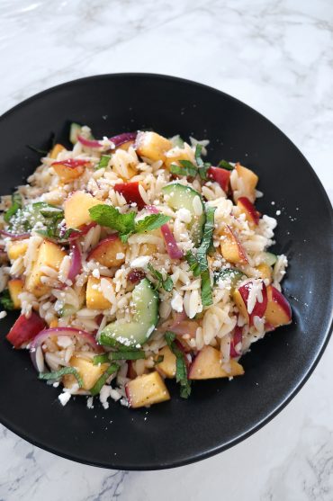 Peach Cucumber Mint Orzo Salad