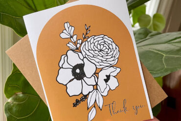 Ochre Floral Bouquet Thank You Card Teluna