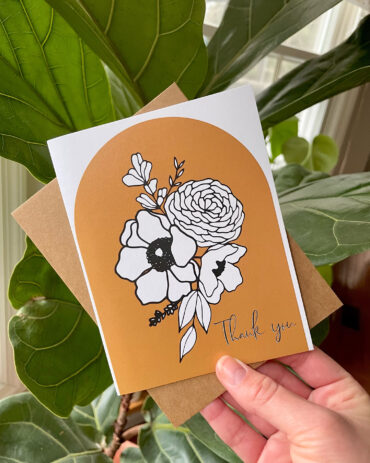 Ochre Floral Bouquet Thank You Card Teluna