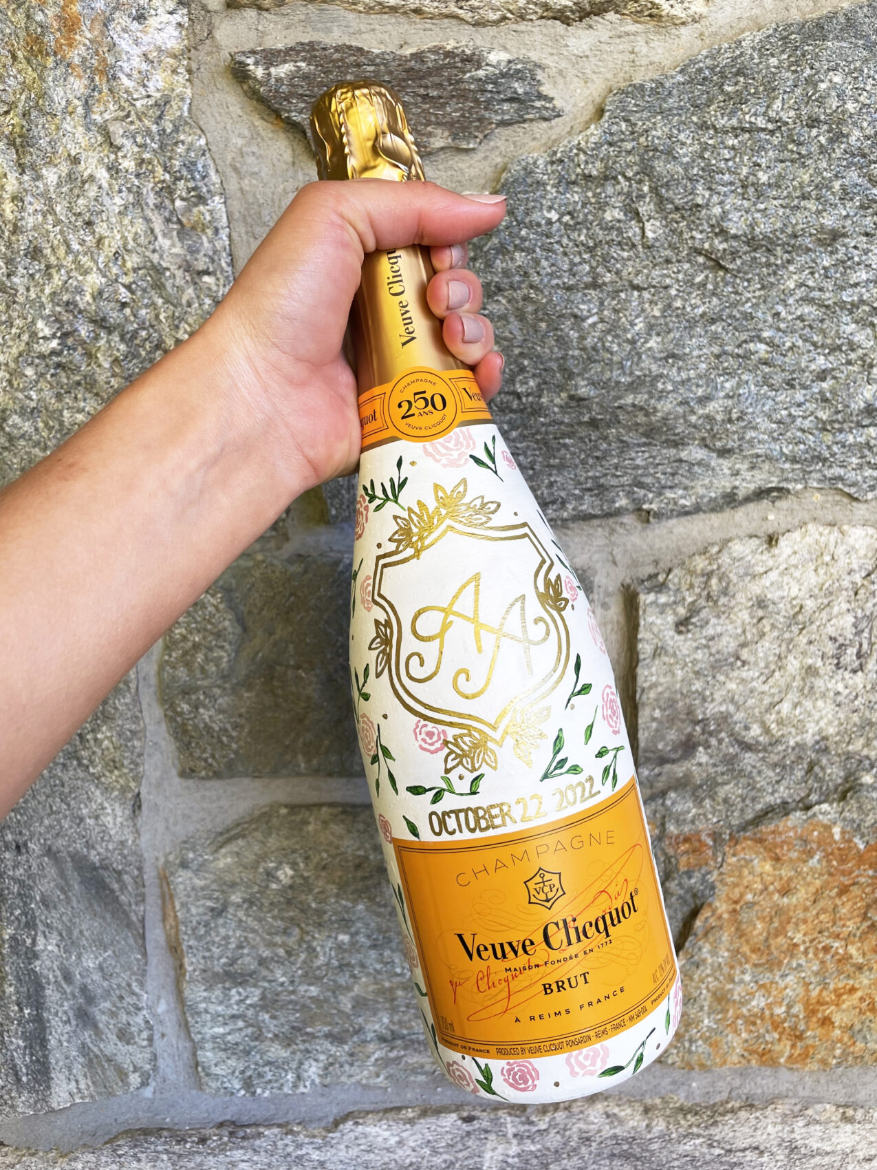 custom hand painted veuve clicquot champagne bottle